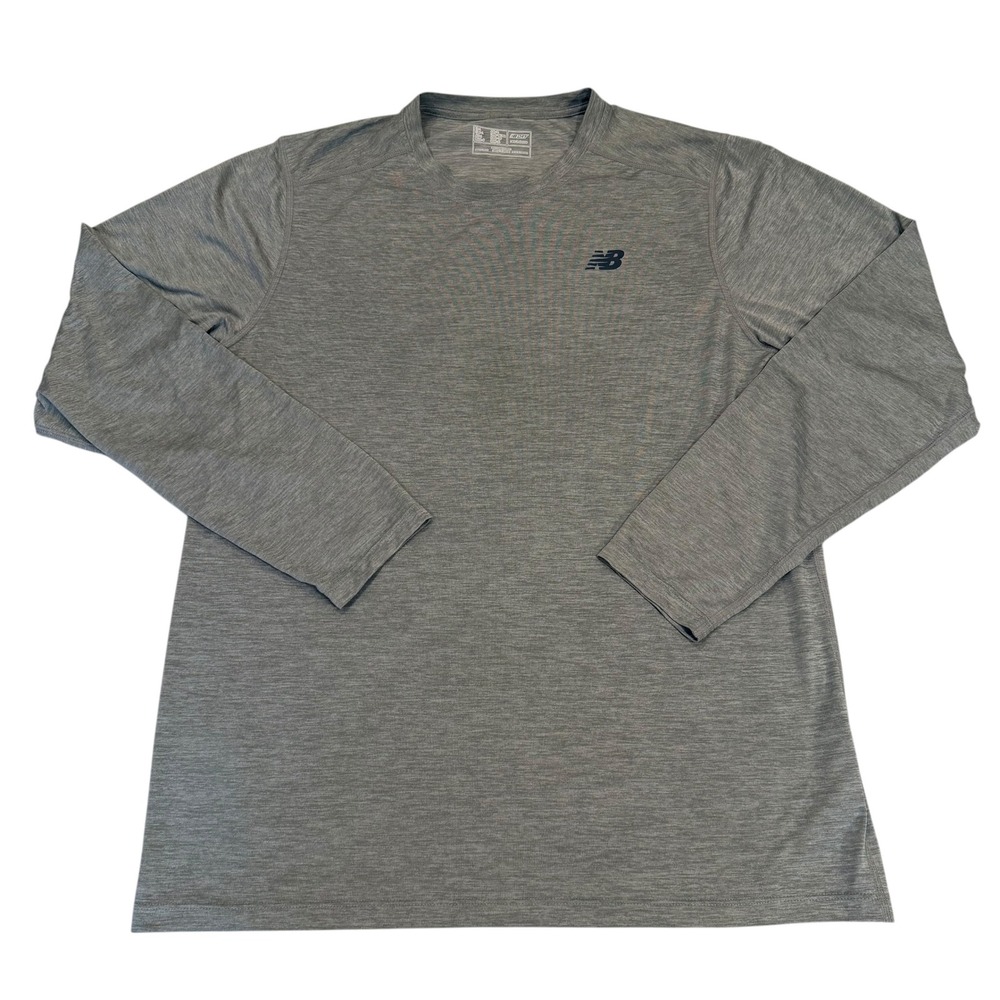 New Balance Mens NB Dry Long Sleeve Performance‎ Shirt Gray Large Heathered L